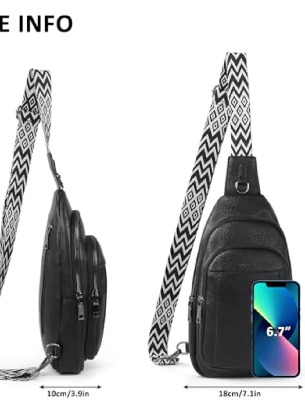Faux Leather Crossbody Sling Bag with Adjustable Strap